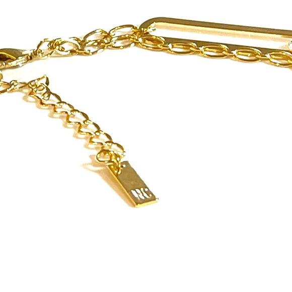 NEW INC 18" PAPERCLIP NECKLACE Gold Double Strand Link Yellow Wrapped Chain Link - Picture 3 of 4